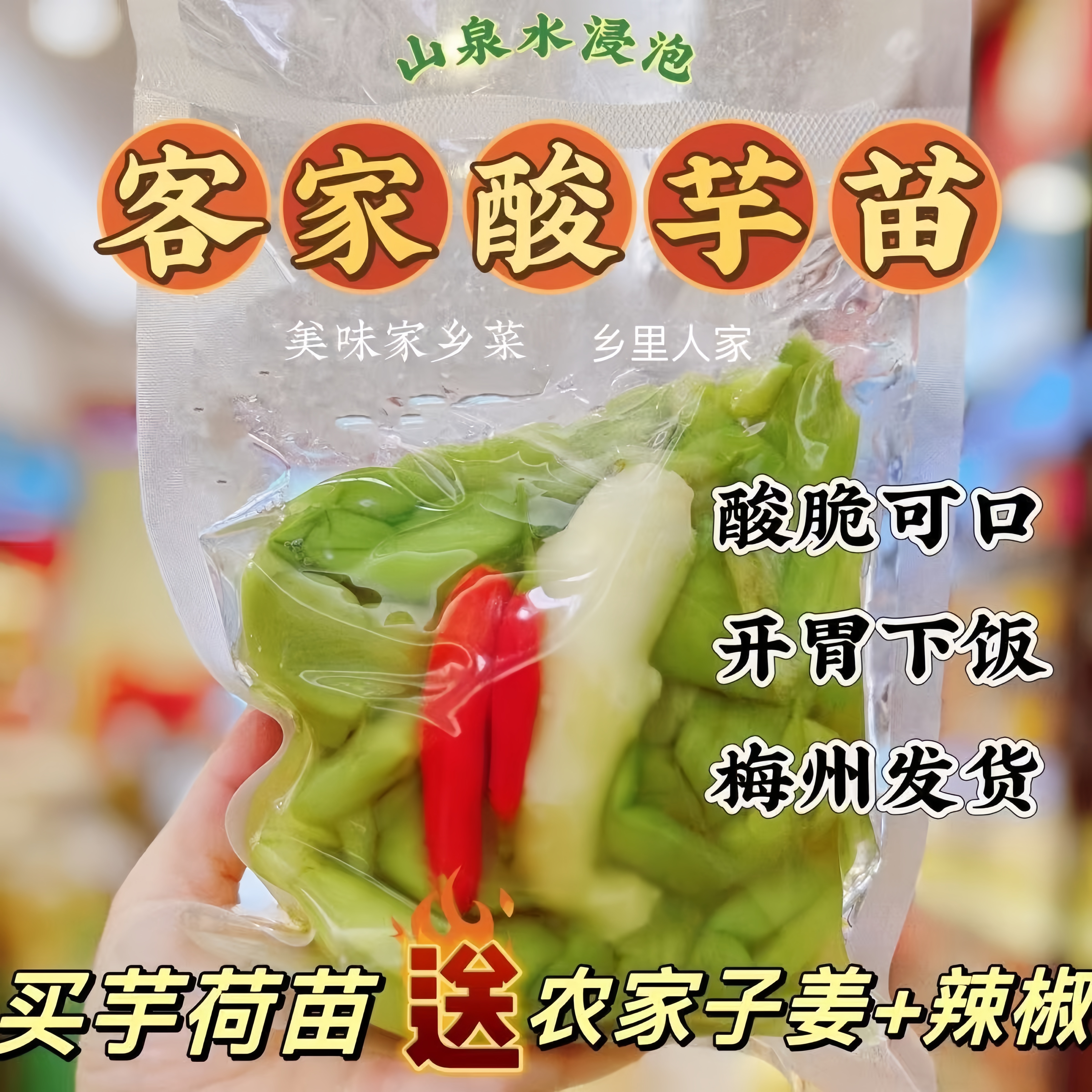 【客家酸芋荷】正宗广东客家浸芋荷酸芋荷梗新鲜腌制梅州土特产美食