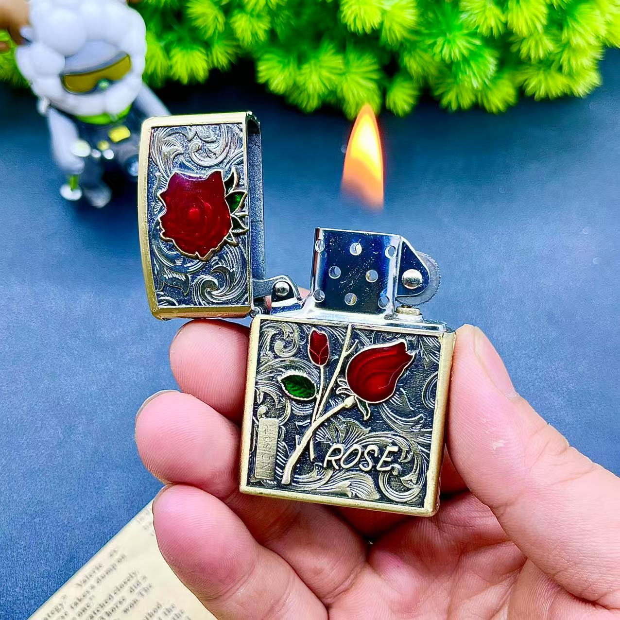 ZORRO佐罗盔甲玫瑰青铜煤油打火机五面浮雕七夕礼物送对象高档