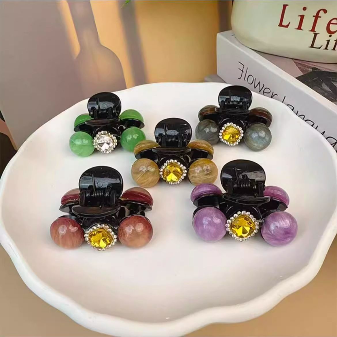 2025新款后脑勺发夹小夹子高级高水钻珠珠抓夹高级感秋冬金碧辉煌