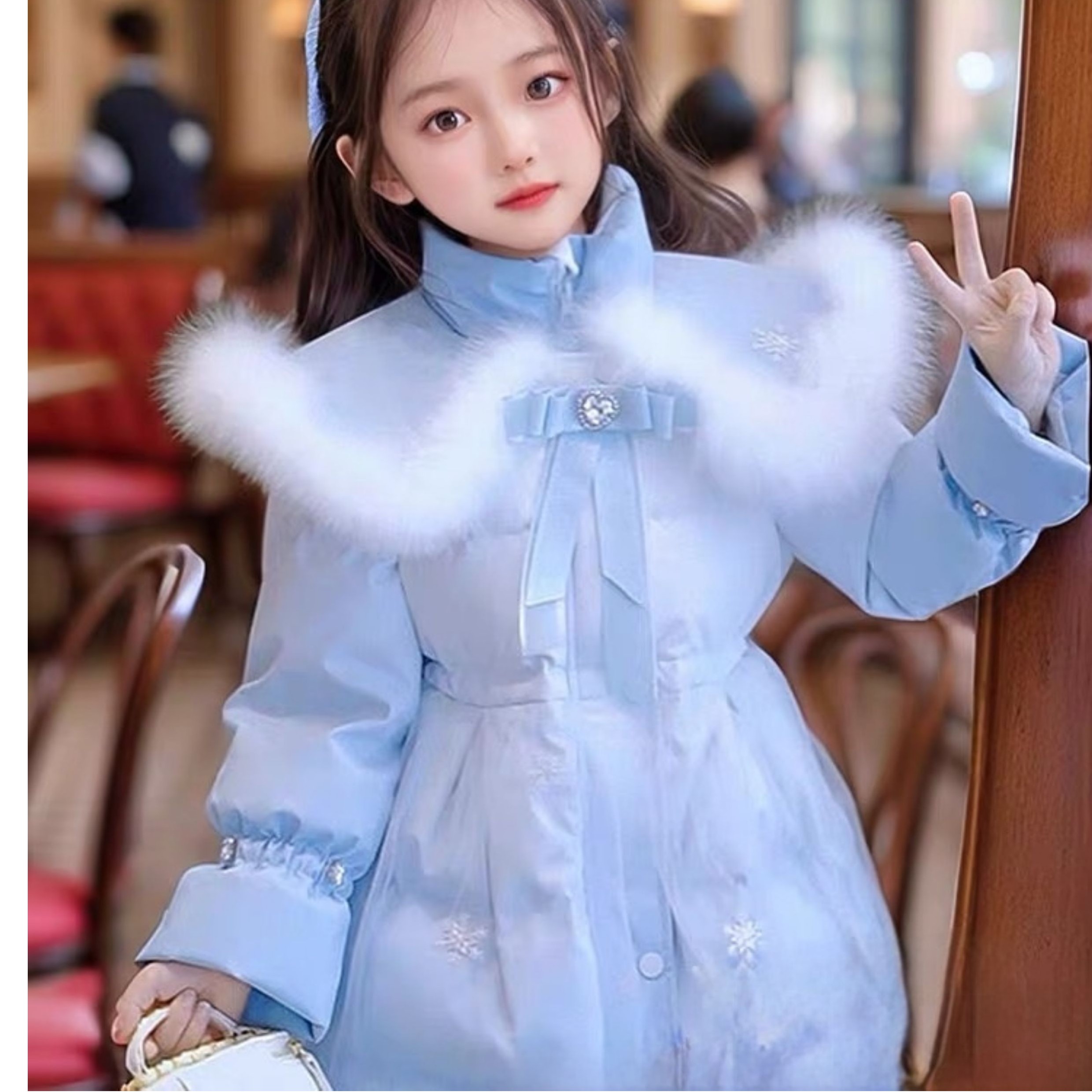 女童艾莎公主裙棉服冬季新款6-12岁儿童装洛丽塔宝宝加厚保暖棉衣