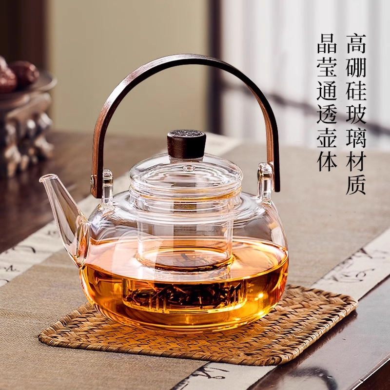 围炉煮茶壶玻璃耐高温家用大容量提梁单壶2025新款茶水分离电陶炉