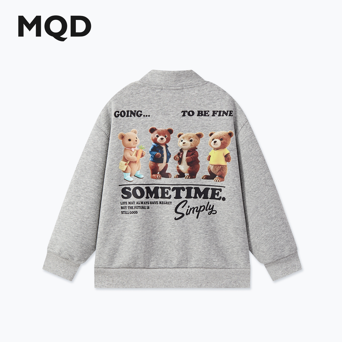 【加绒】MQD男童25冬新款学院风背后大卡通半开襟卫衣9654W0657