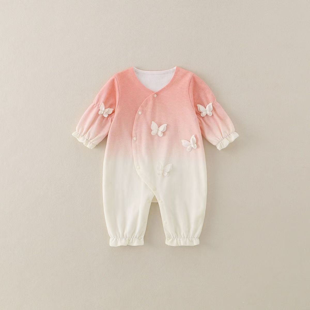 2025春款双层渐变色小蝴蝶A类哈衣连体衣哈衣宝宝婴儿童衣服爬服
