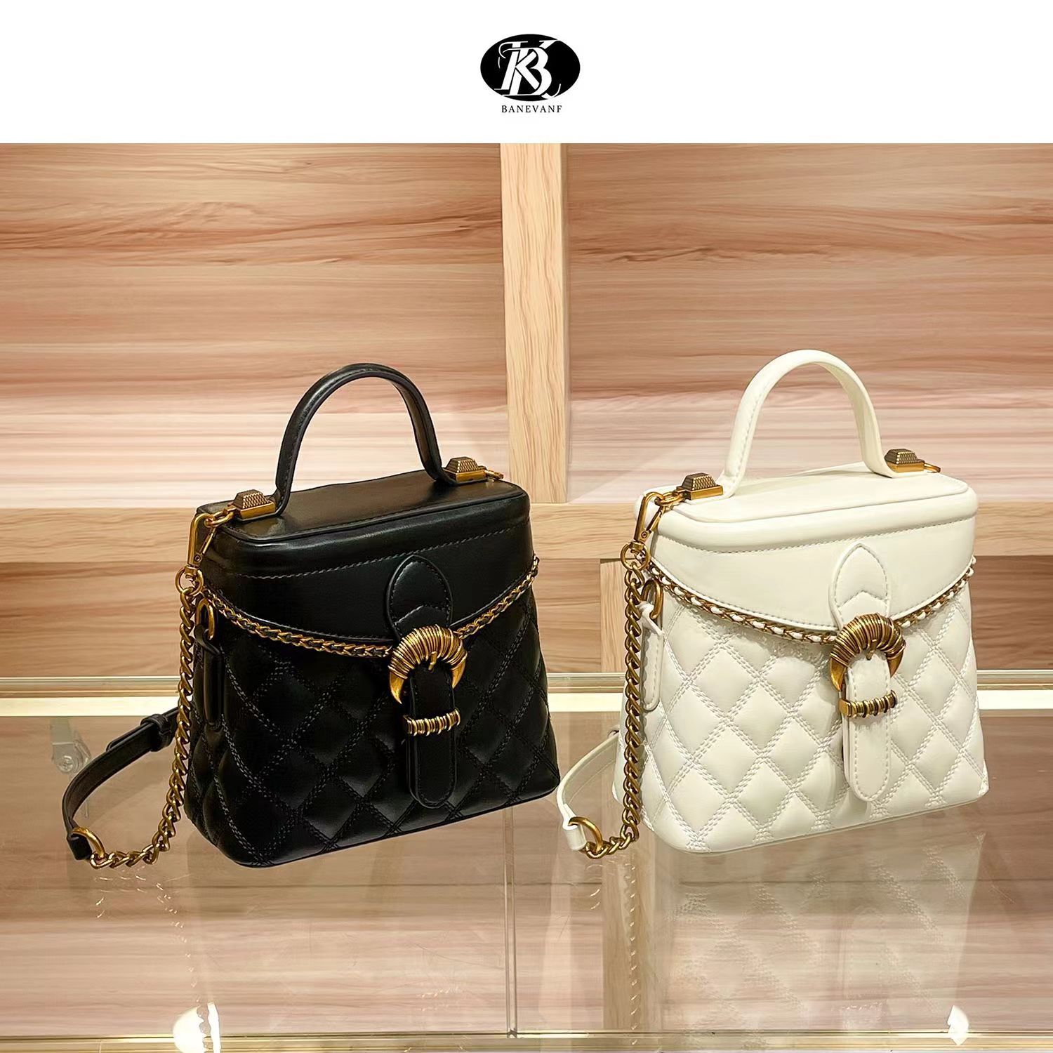 【万达撤柜】高端奢侈品KB芭妮王妃新款菱格手提小方包时尚精致适用