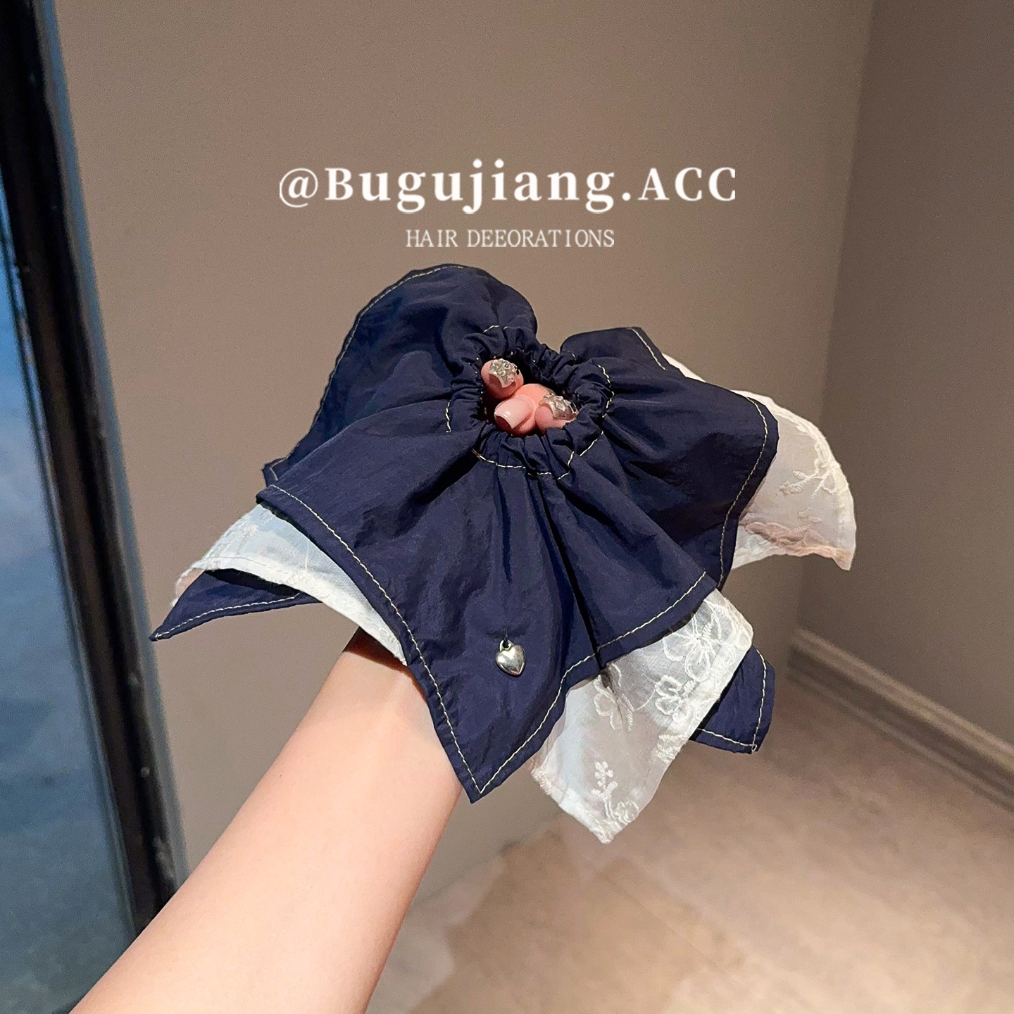 韩系重工三层方巾大肠发圈女气质方形扎头发低马尾发绳头绳发饰品