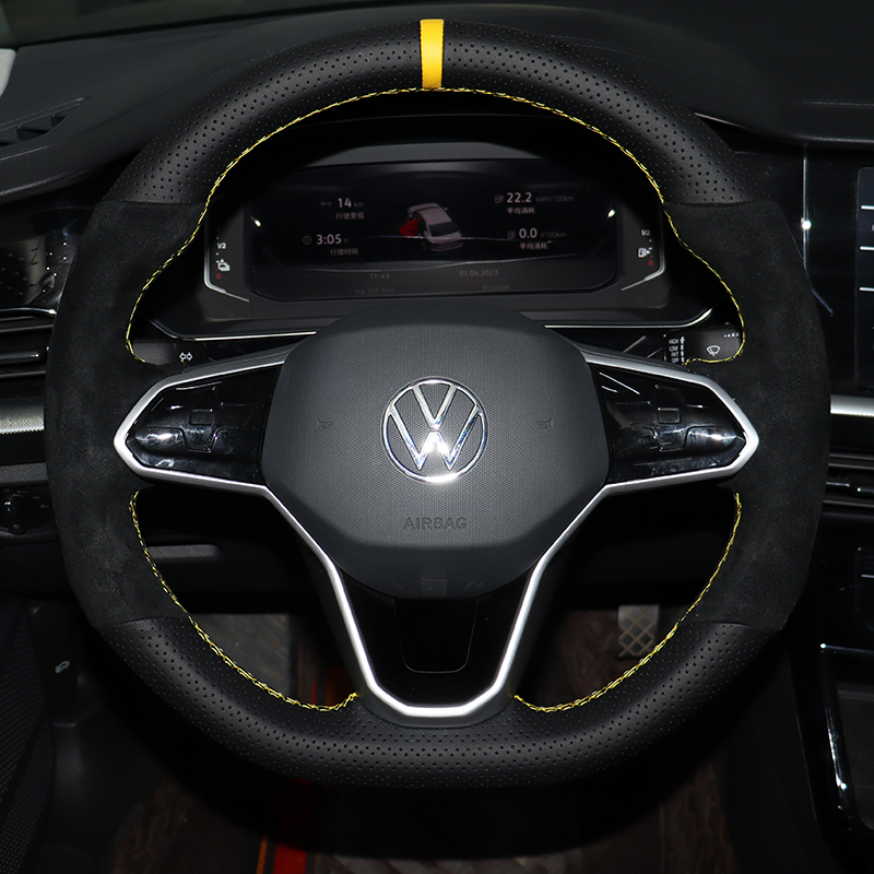 大众途观方向盘套手缝真皮途岳昂速腾凌渡宝来ID463X揽镜迈腾CC