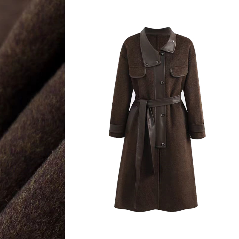 【拿铁咖.澳毛CK】咖色复古英伦风高级时尚羊毛大衣秋冬长款20268