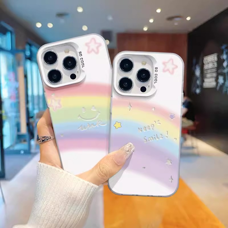 彩银IMD 彩虹笑脸适用苹果16华为p70小米15vivo荣耀oppo红米