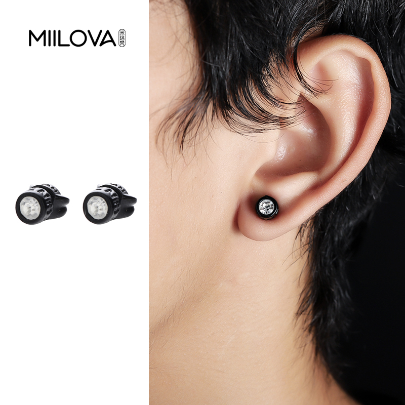 纯铜耳饰 强磁耳夹男个性简约小众耳钉百搭设计磁吸耳蜗钉女耳饰