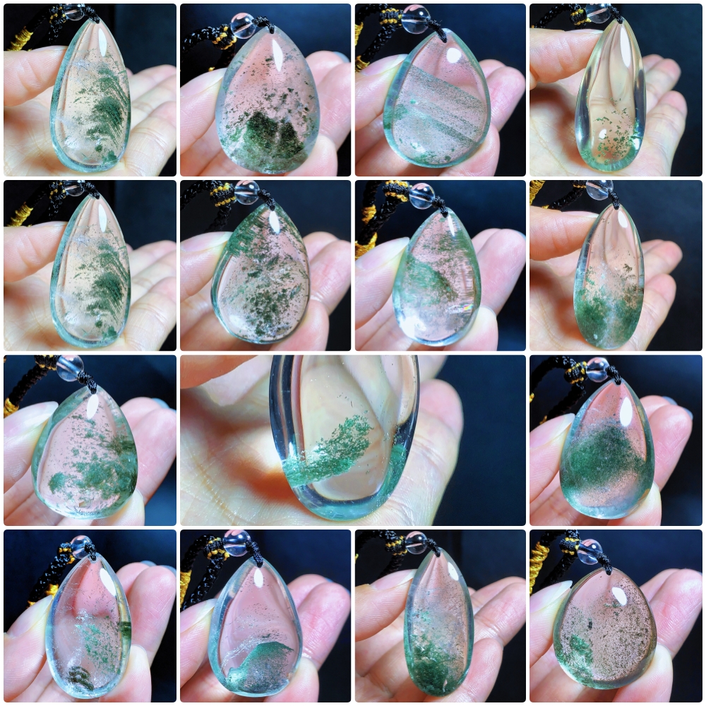 东海水晶天然绿幽灵水晶吊坠毛衣链时尚百搭绿幽灵纯天然100%真品