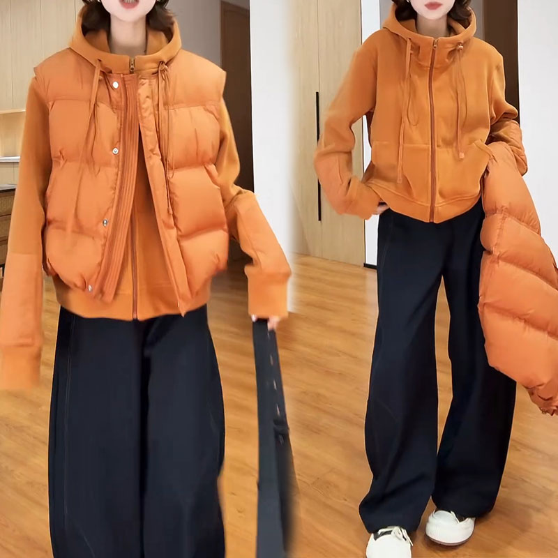 2025秋新款简约高级感气质洋气减龄显瘦卫衣百搭马甲叠穿两件套