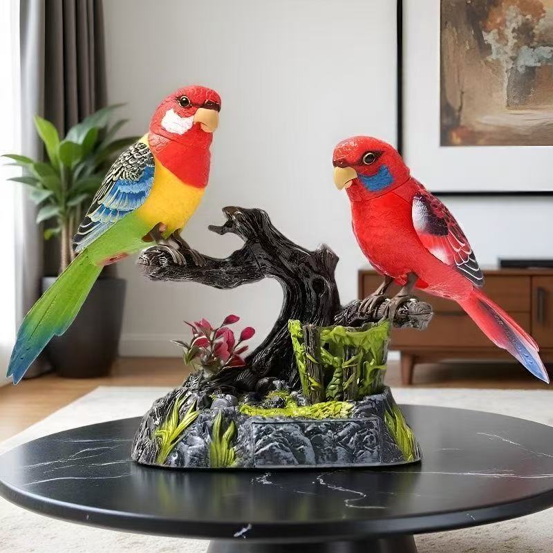 桌面装饰品可感应仿真小鸟鹦鹉声控适合老人解闷爆款玩具能动能叫