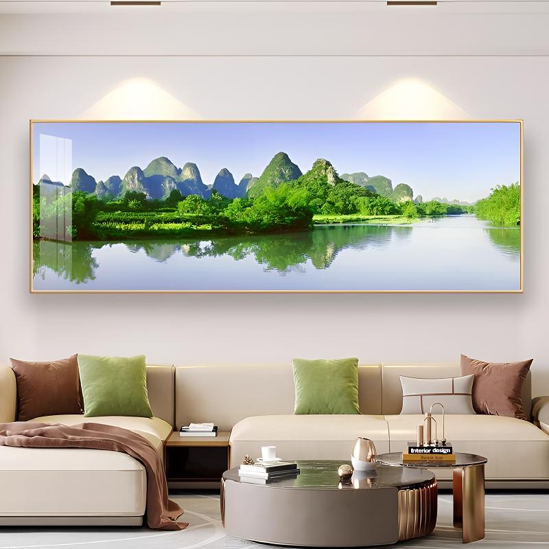 现代大气画简约背景墙挂画墙壁高档高山流水办公室客厅装饰画沙发