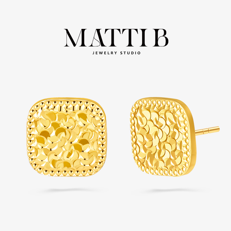 铜合金耳饰 复古高级感碎冰冰小方糖高级气质爆款百搭耳钉女2089