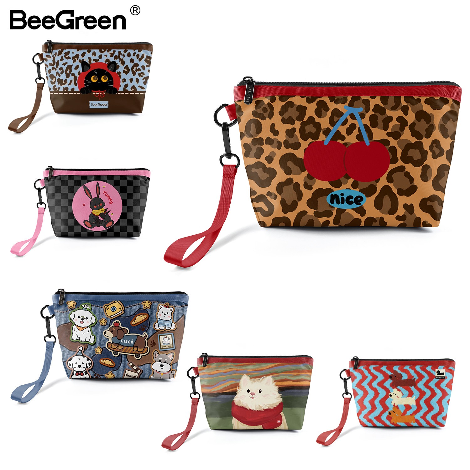 BeeGreen百搭韩版简约手包女士手拿包新款防泼水休闲化妆便携包