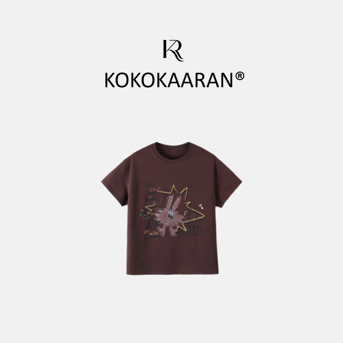 kokokaaran/可可咔伦 夏季简约圆领卡通印花短袖T恤SH250365