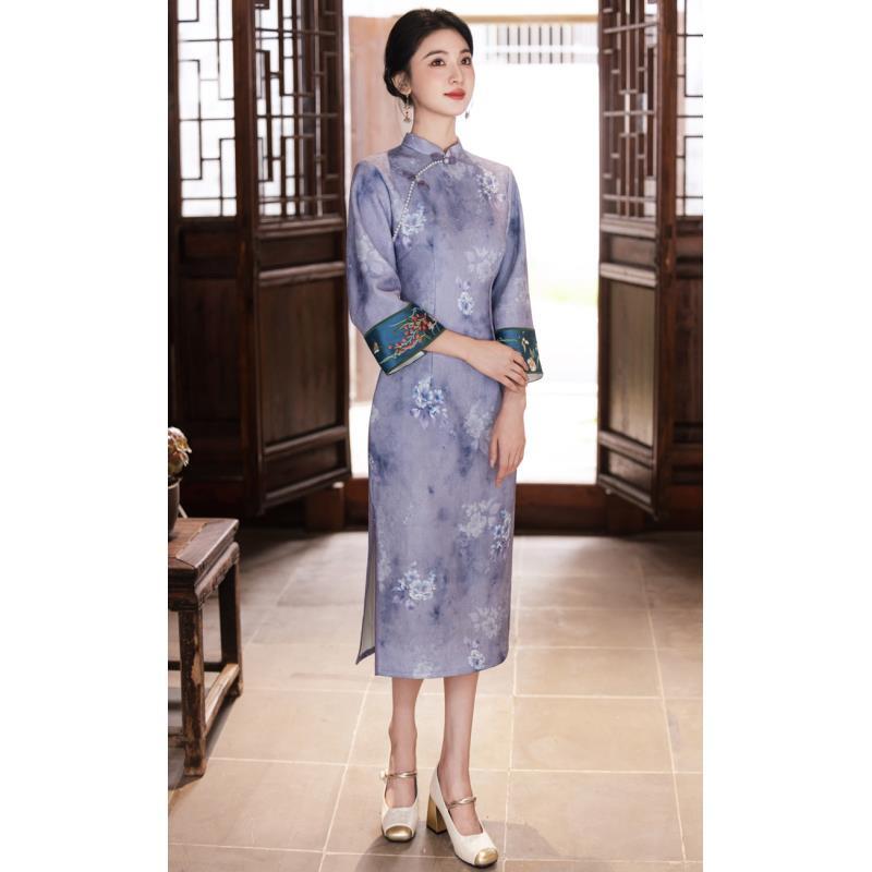 苏故里【青襟】文艺气质修身高端日常旗袍奢华气质单层衣长120
