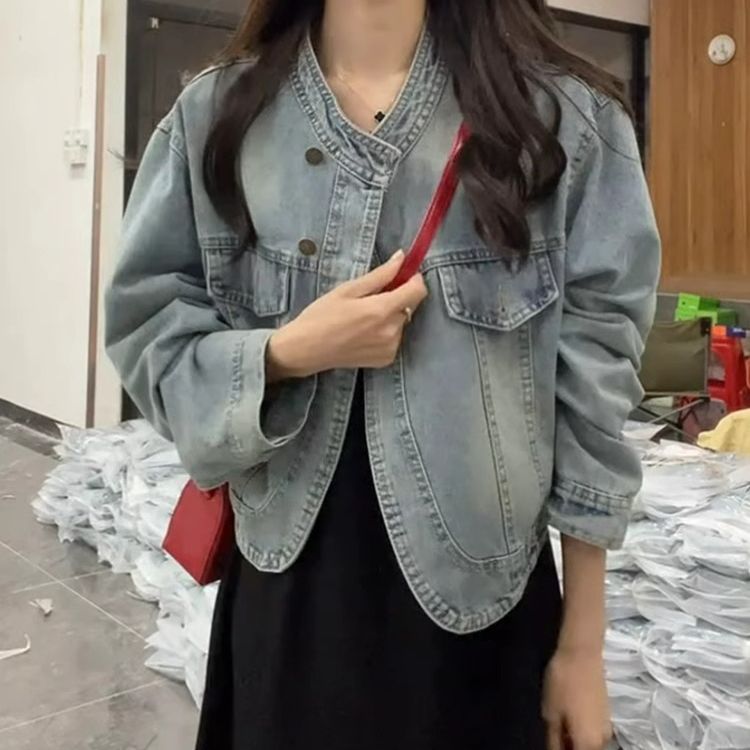 复古港味chic牛仔短外套女2025春秋新款设计感小众休闲夹克上衣女