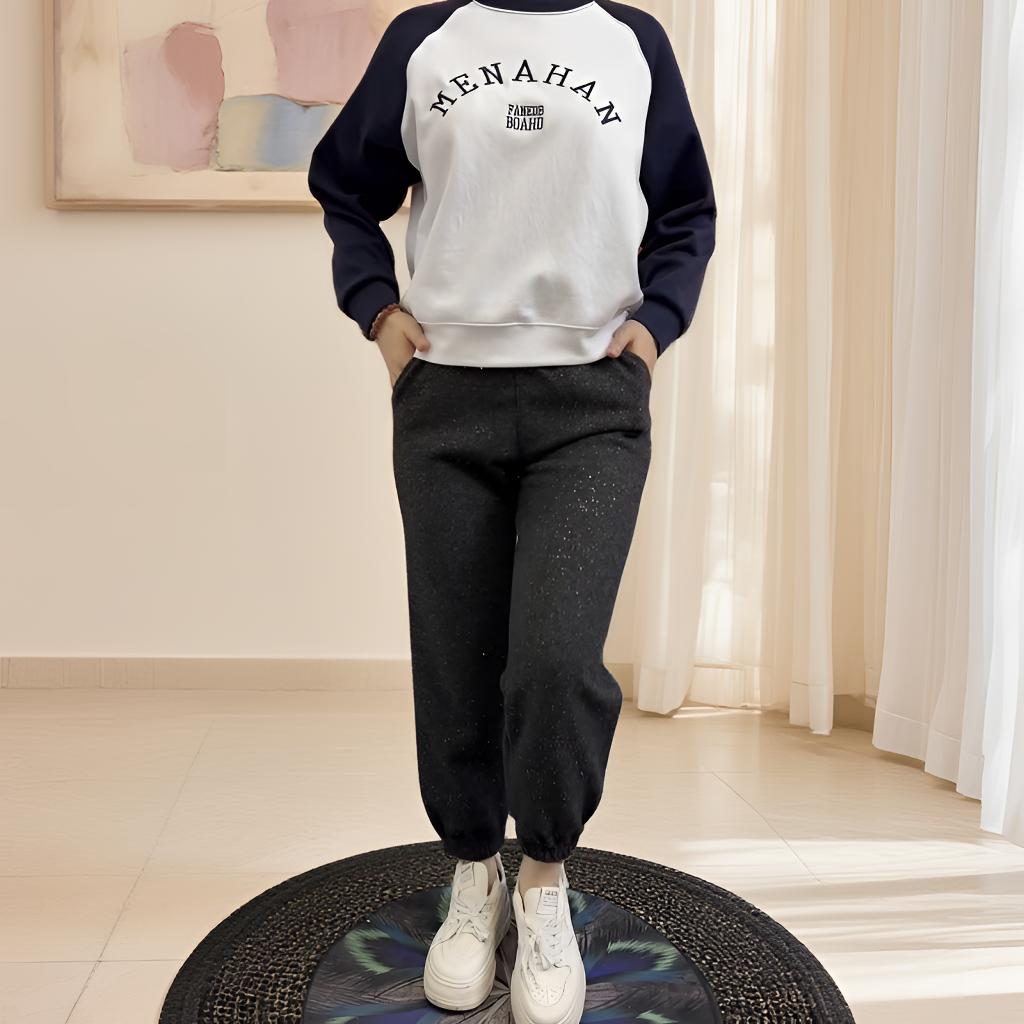 加绒加厚星空裤高腰百搭时尚束脚裤潮流洋气保暖九分小个子休闲裤