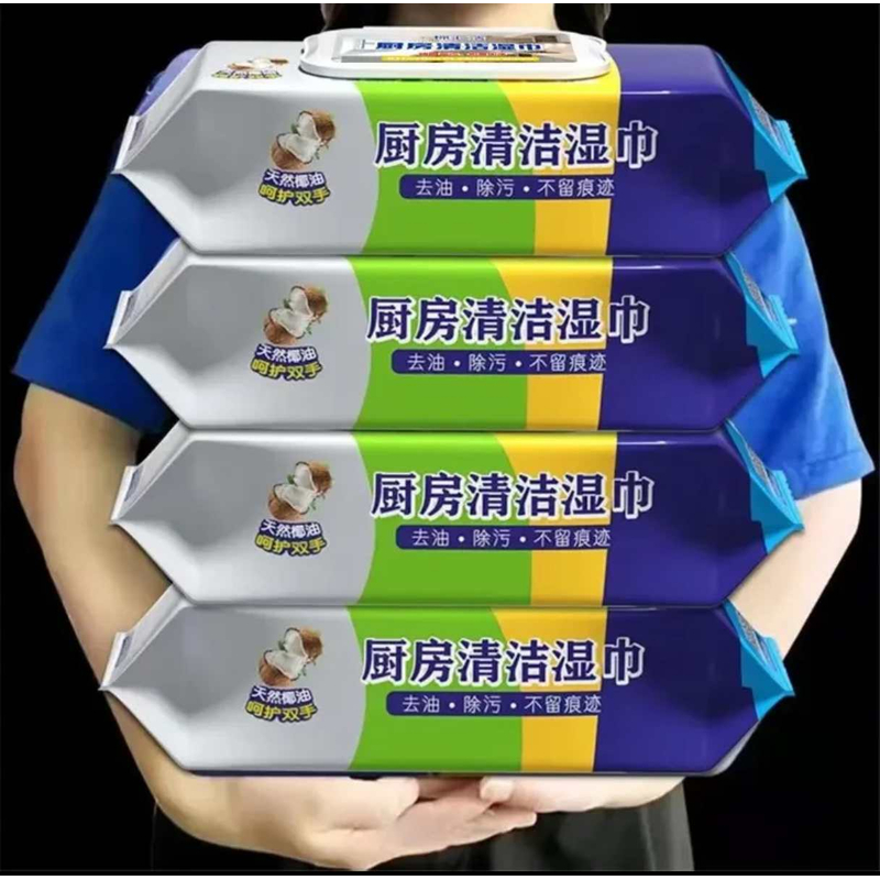 【拍1发6大包】厨房湿纸巾去油污厨房湿巾强力去油污加大加厚