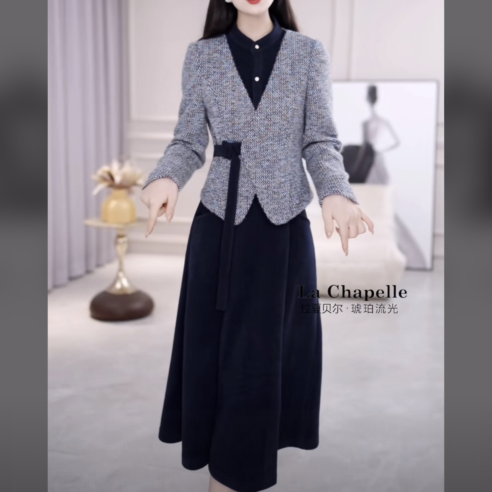 【上衣+半身裙】2025秋冬新款洋气休闲韩版气质显瘦时尚两件套裙