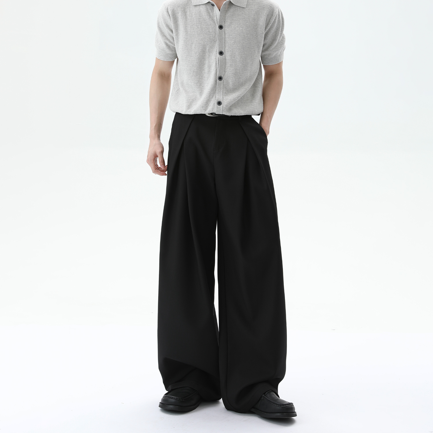 TURNTIDE高级垂感cleanfit阔腿西裤宽松百搭休闲裤男夏长裤牛仔裤