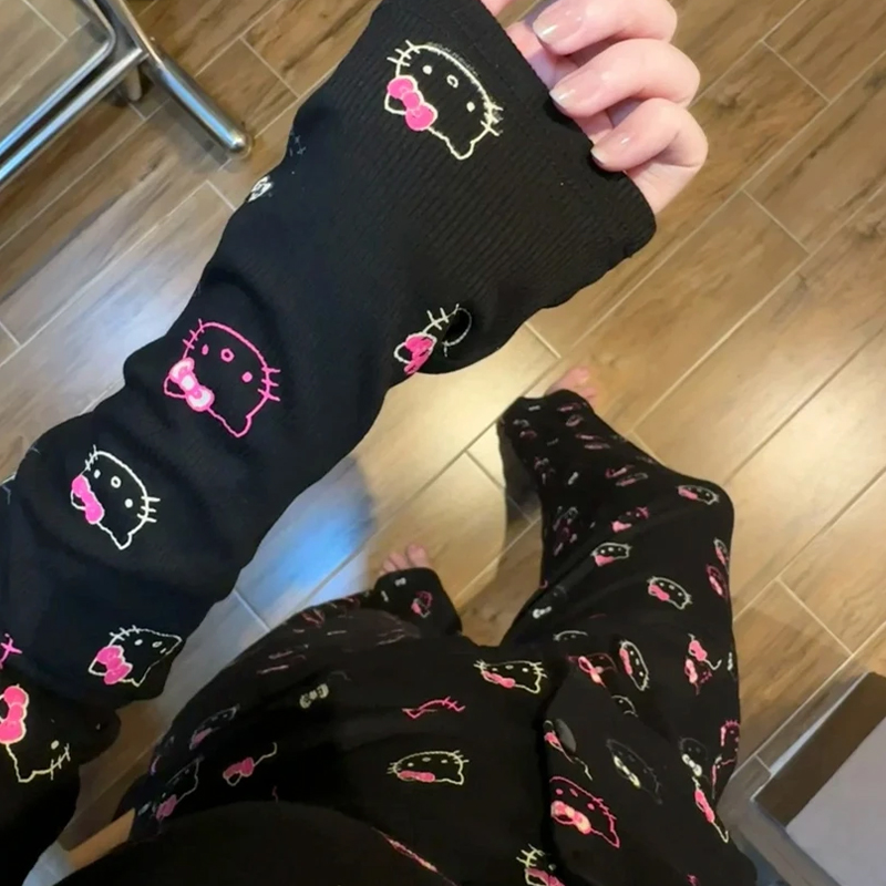 【暗黑凯蒂猫】带胸垫假两件睡衣女春秋季2025新款甜美少女长袖长裤