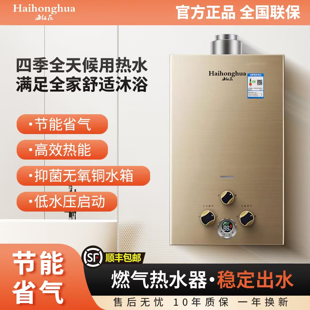 家用燃气热水器即开即热出租房浴室可安装6升-12升天然气煤气瓶款