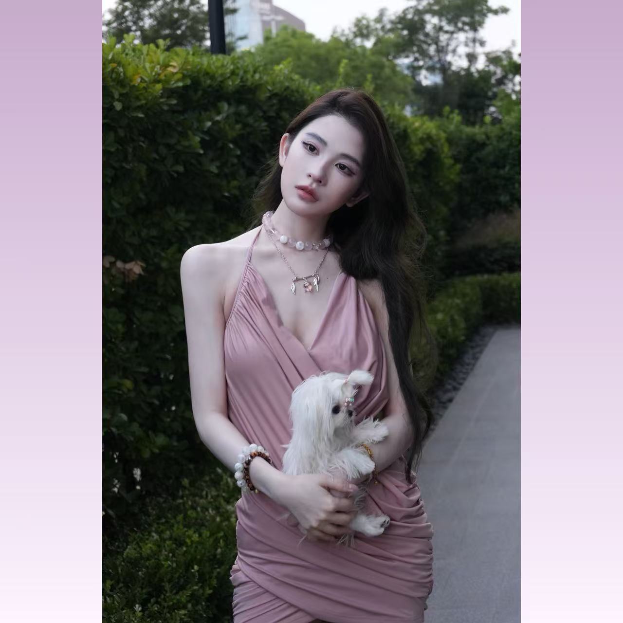 NicoHuangWJ 【烟雾玫瑰】挂脖连衣裙设计感