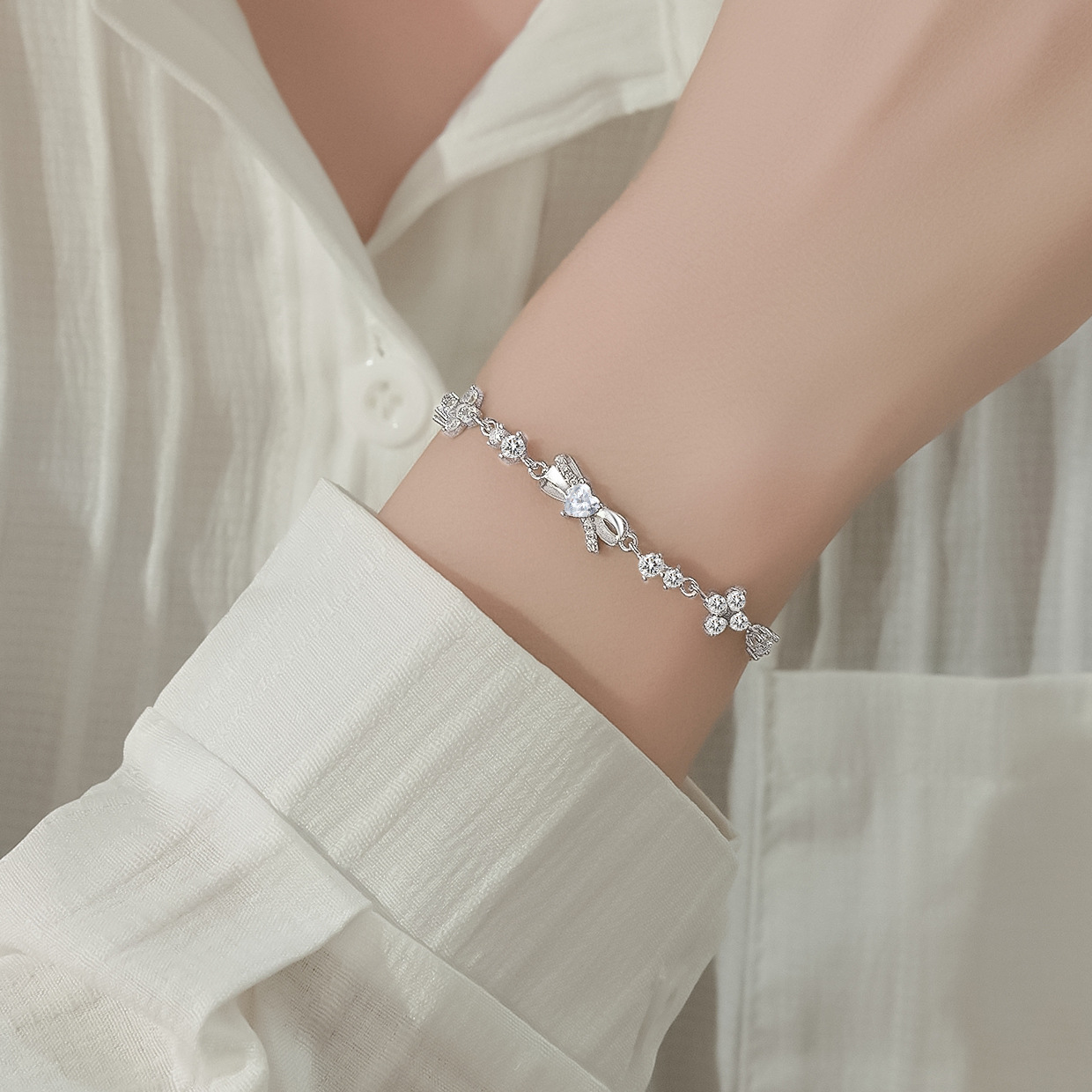 足银手链 在逃公主•蝴蝶结｜轻奢高级感S999纯银小众｜送女生老婆