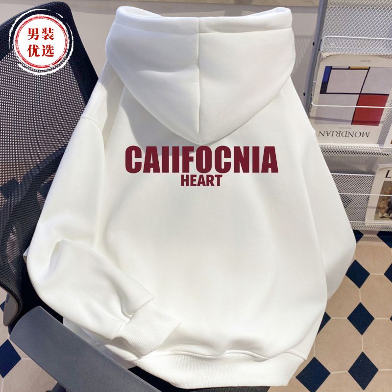 九牧王抗起球加绒卫衣男秋冬款带帽子字母宽松百搭韩版高潮酷痞帅