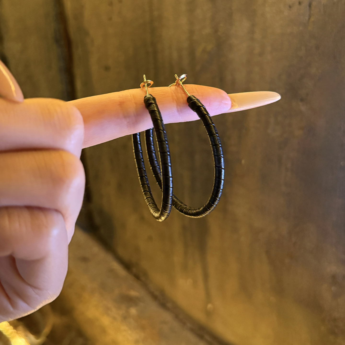 非金属皮质耳饰 韩系秋冬爆款气质皮革圆圈耳环简约高级百搭耳饰