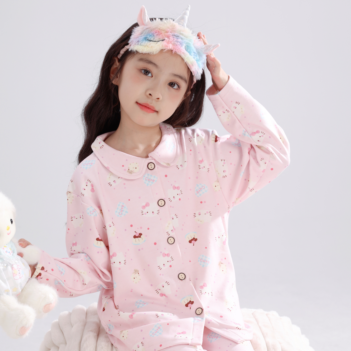 【10A抗菌】羊毛蚕丝儿童秋冬男女童睡衣家居服翻领开衫两件套hgn