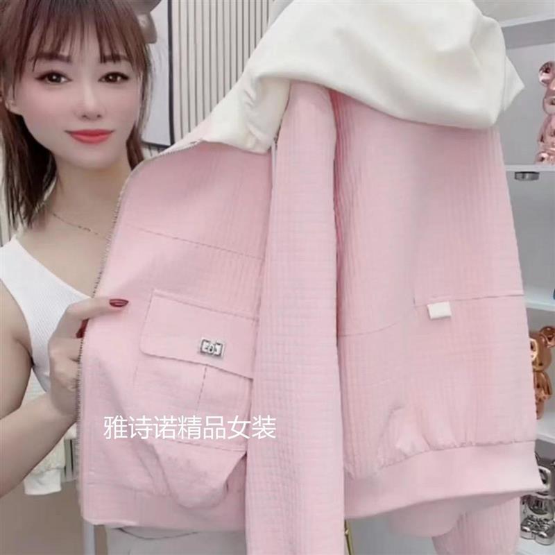 时尚连帽工装短款风衣外套女秋季2025新款休闲百搭宽松棒球服上衣