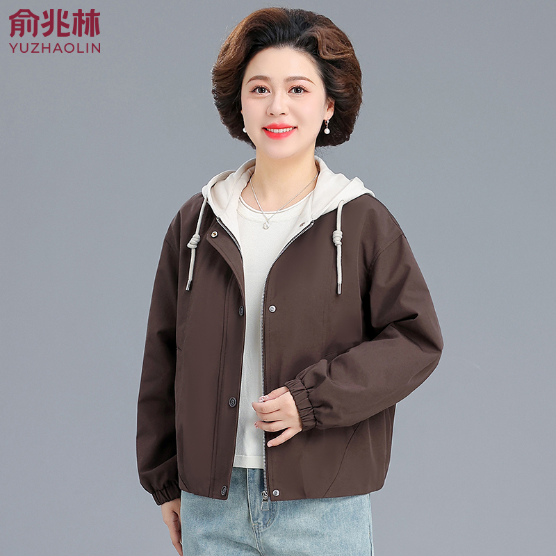 俞兆林小个子妈妈外套短款2025秋季新款中老年女春秋洋气夹克上衣