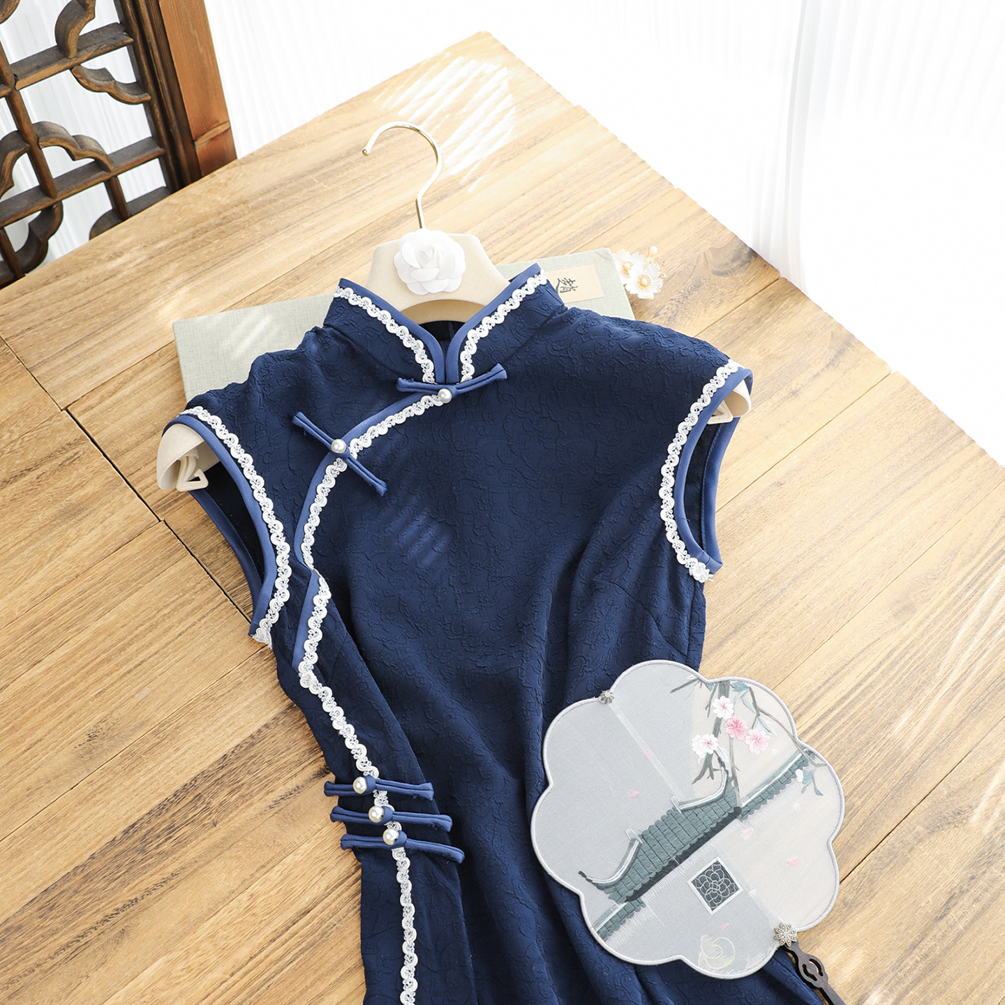 俏娘鱼蓝色复古新中式改良大码旗袍女2025秋季新款日常可穿年轻款