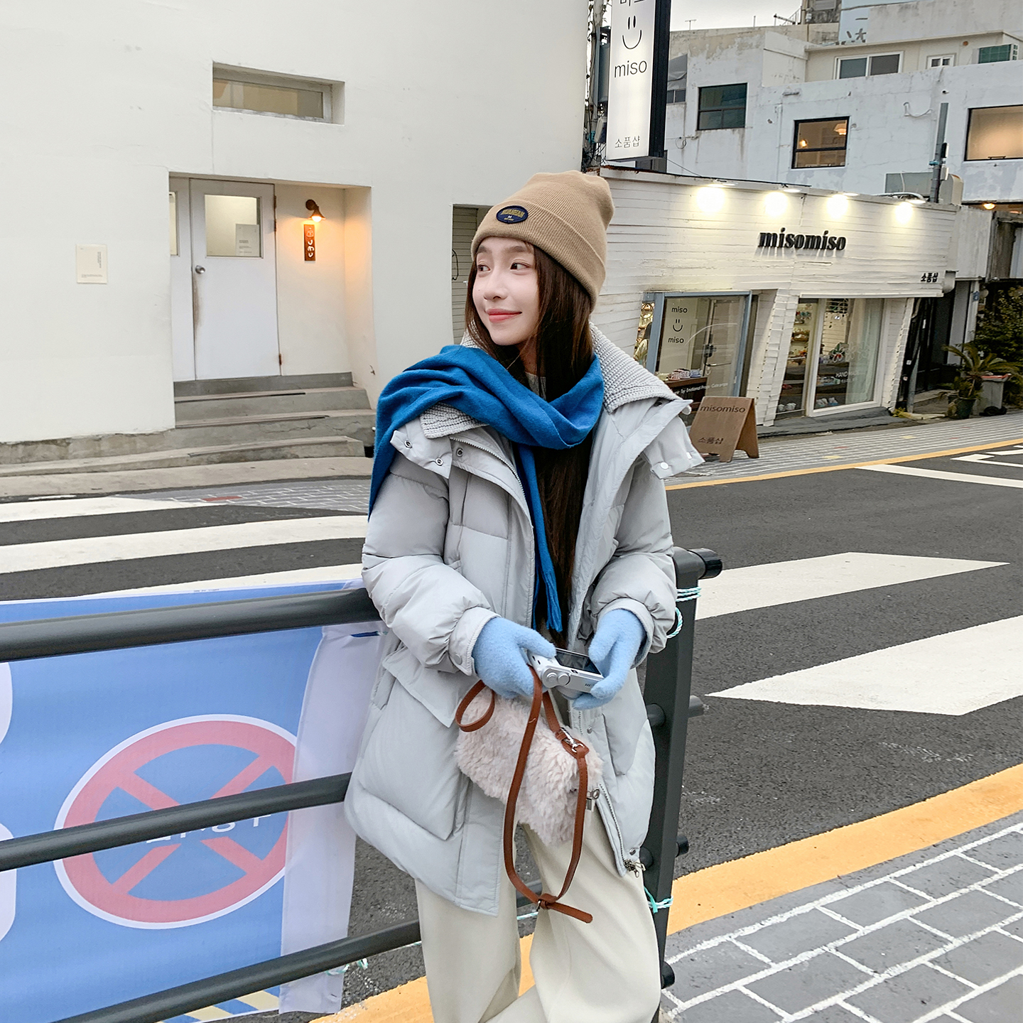 中长款小个子时尚百搭宽松针织翻领厚款棉衣棉服连帽冬季外套韩版