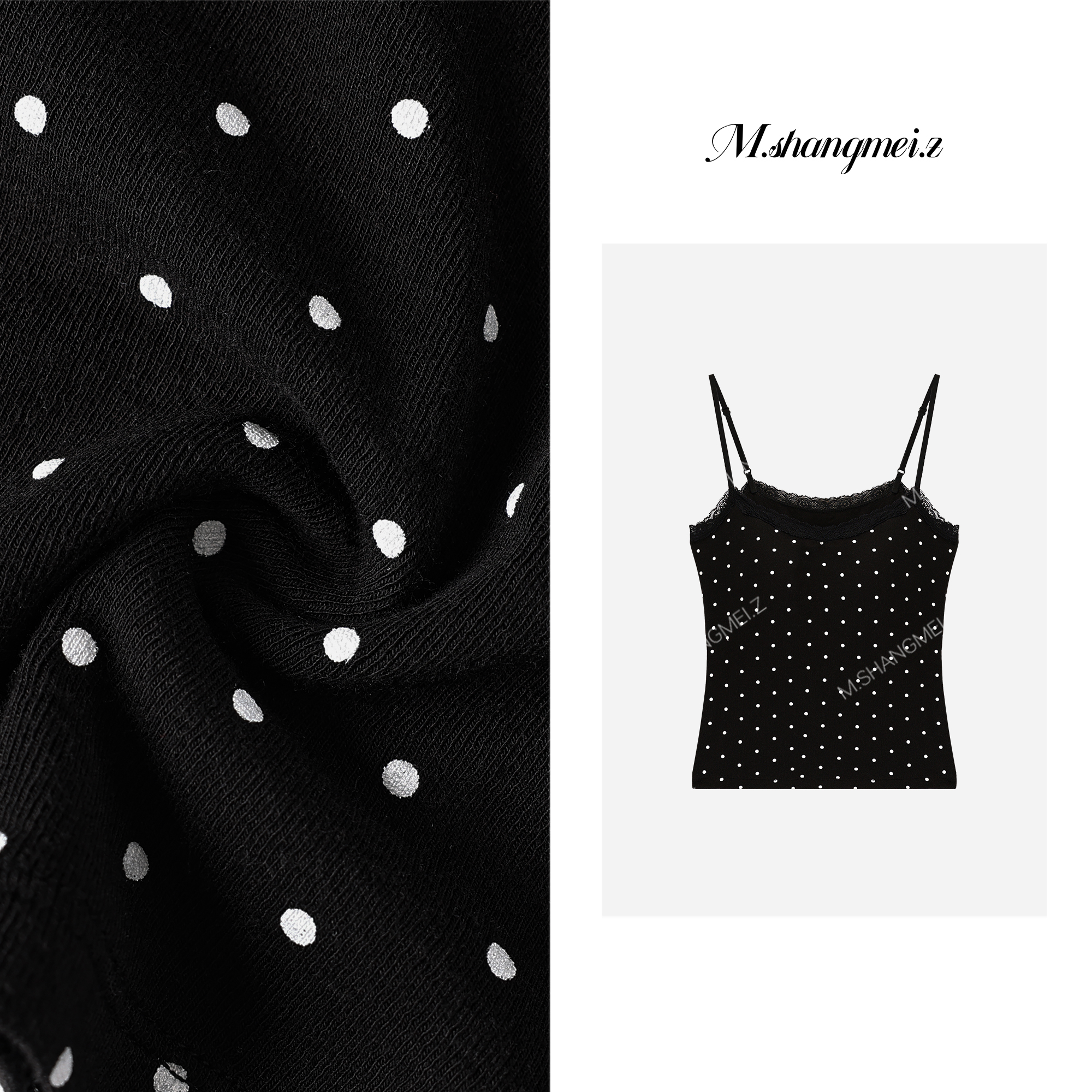 M.SHANGMEI.Z/沐熙【波点密语】美大哥针织时尚波点吊带X07T3600