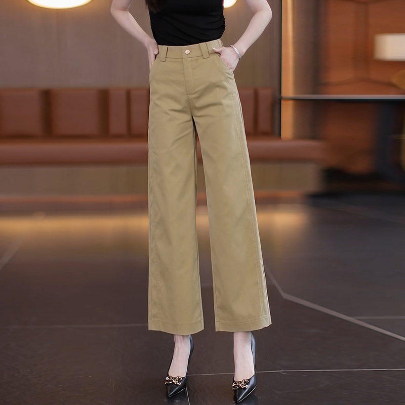 天丝棉窄版阔腿裤女士2025秋季新款高腰垂感小个子九分休闲直筒裤