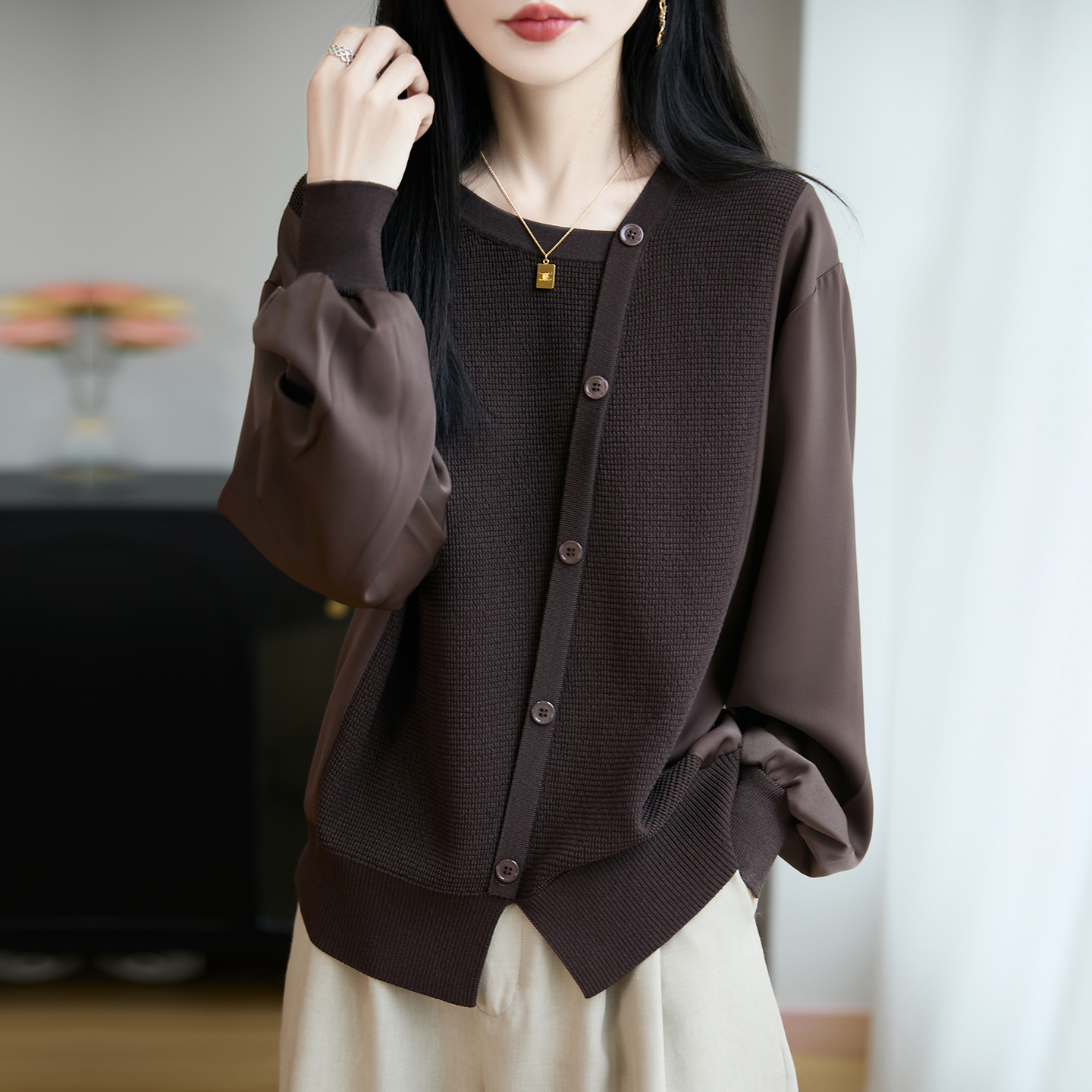 大码女装胖mm早秋女士毛衣遮肚子显瘦气质上衣春秋内搭针织打底衫