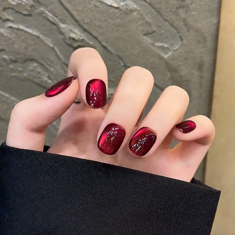 【009-红宝石】手工石玻璃珠猫眼短款穿戴甲显白甜酷个性美甲甲片