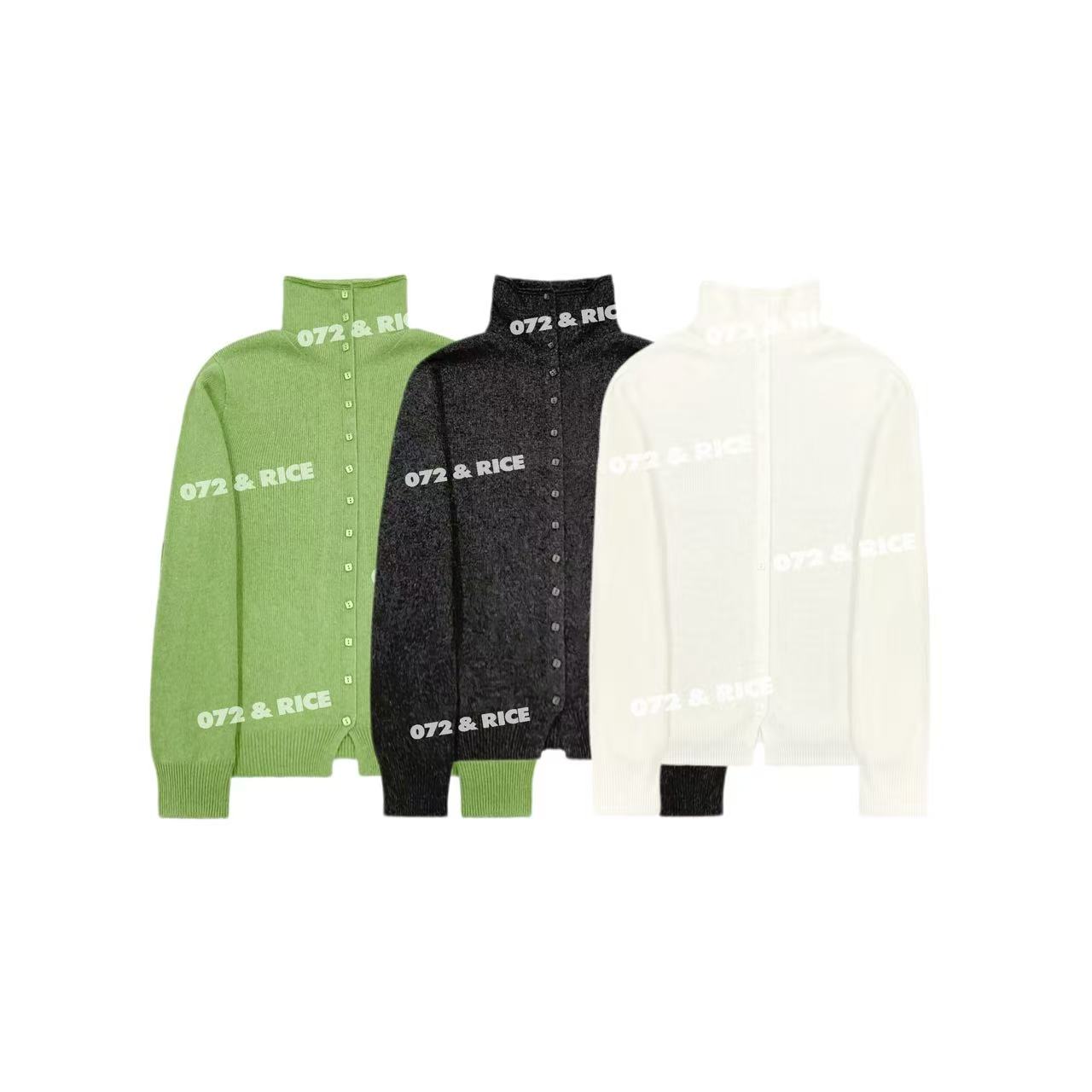 072 & RICE【诺亚方舟】100绵羊毛 秋季休闲高领针织开衫 A-32ZS23