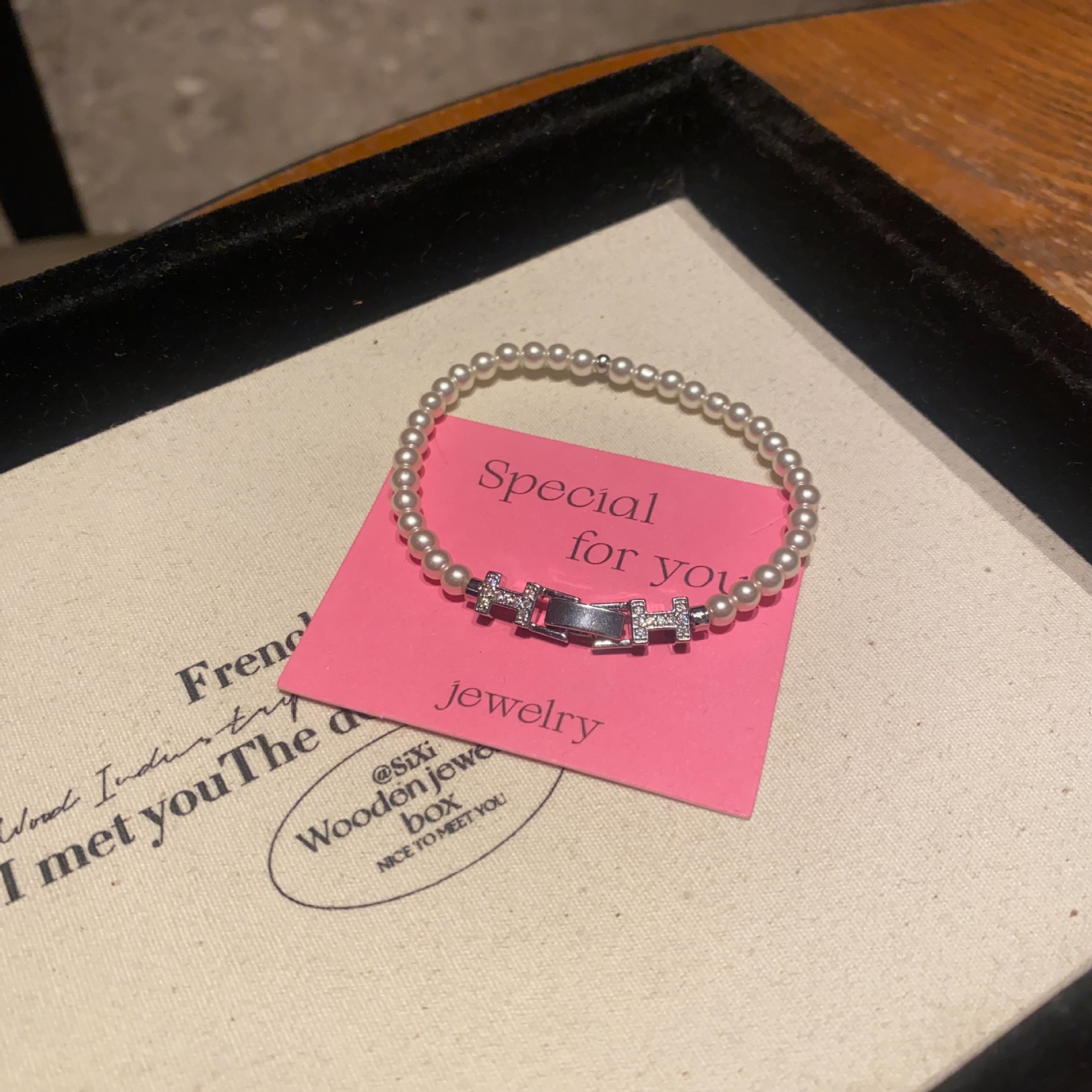 铜合金锆石手链 施家珍珠卡扣手链女精致百搭设计感轻奢高级手饰