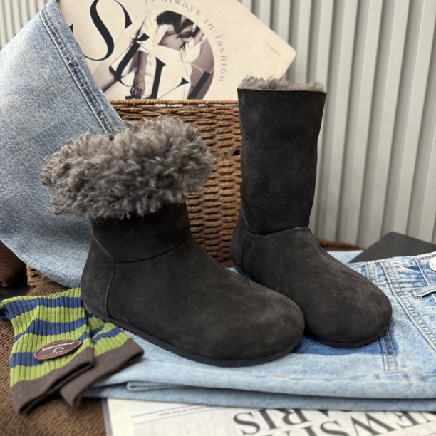 小雨家【韩版】加厚洋气风厚款保暖冬季加绒时尚百搭中筒雪地靴