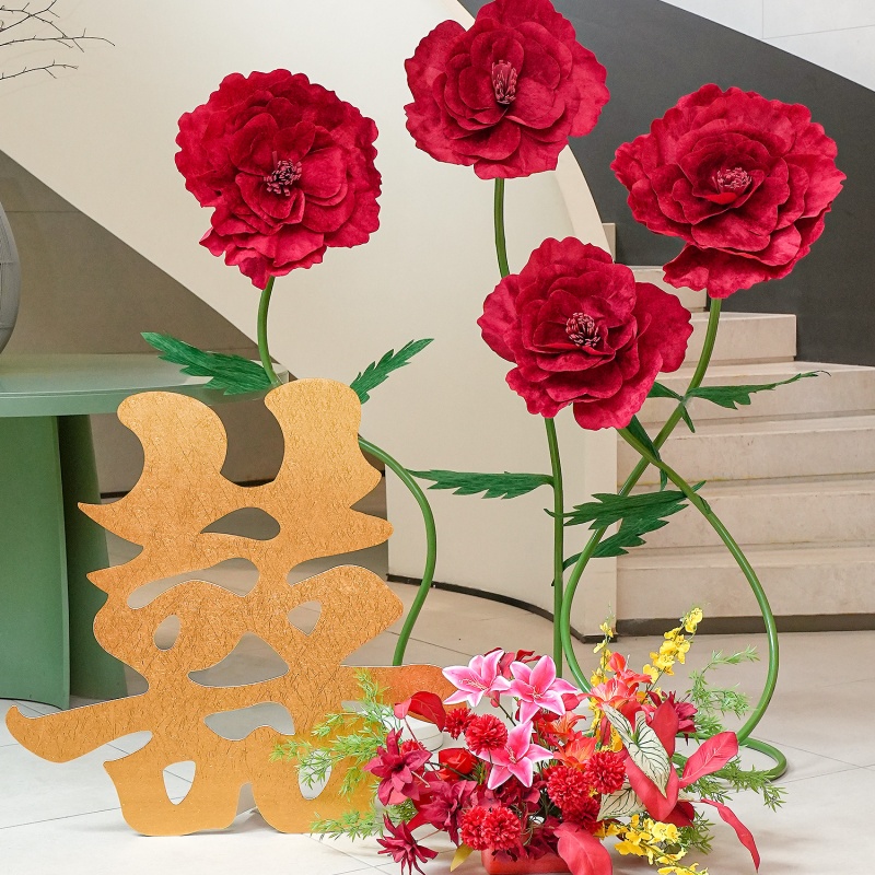 纸艺仿真花路引摆件结婚房布置背景婚礼场景装饰新娘晨袍拍摄道具