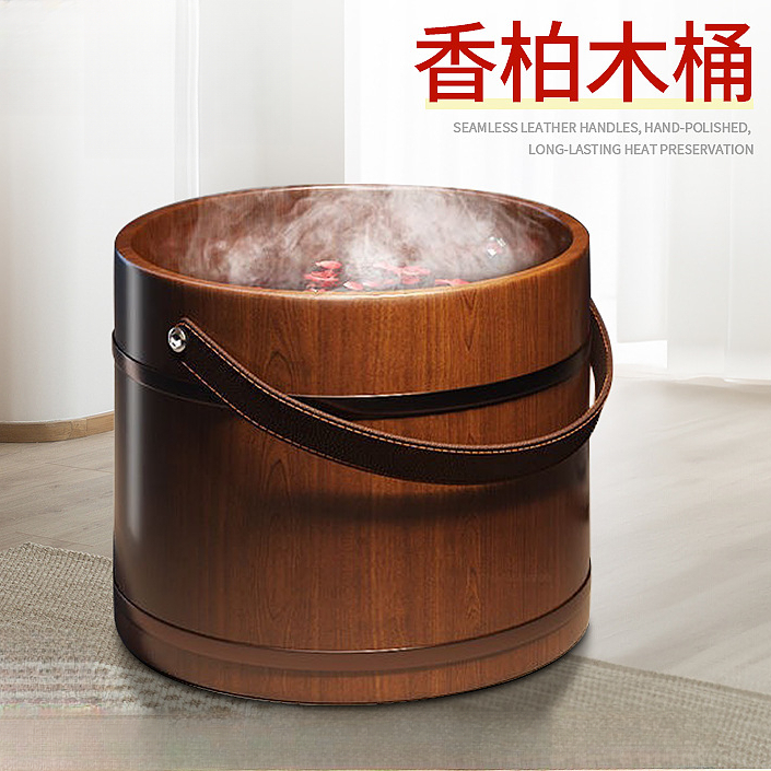 手提泡脚木桶过小腿木质洗脚桶 家用按摩足浴桶木质洗脚盆足浴盆