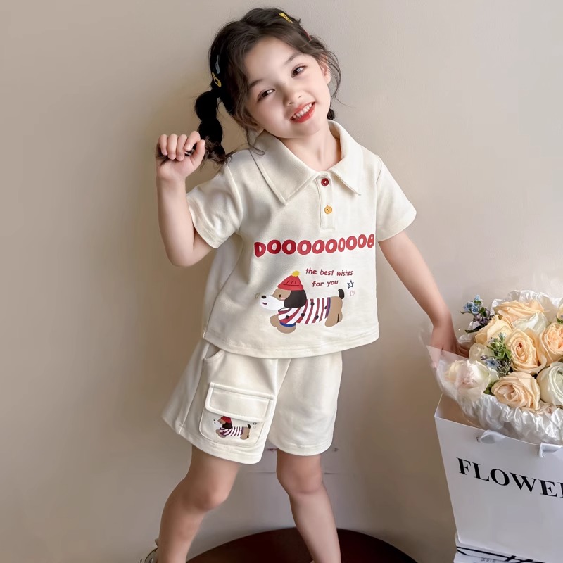 女童套装夏装2025新款洋气儿童短袖t恤宝宝短裤两件套夏季小童装