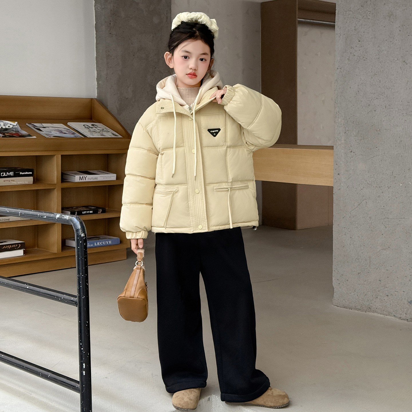 女童棉服冬装2025新款洋气儿童中大童假两件保暖棉衣女孩棉袄外套