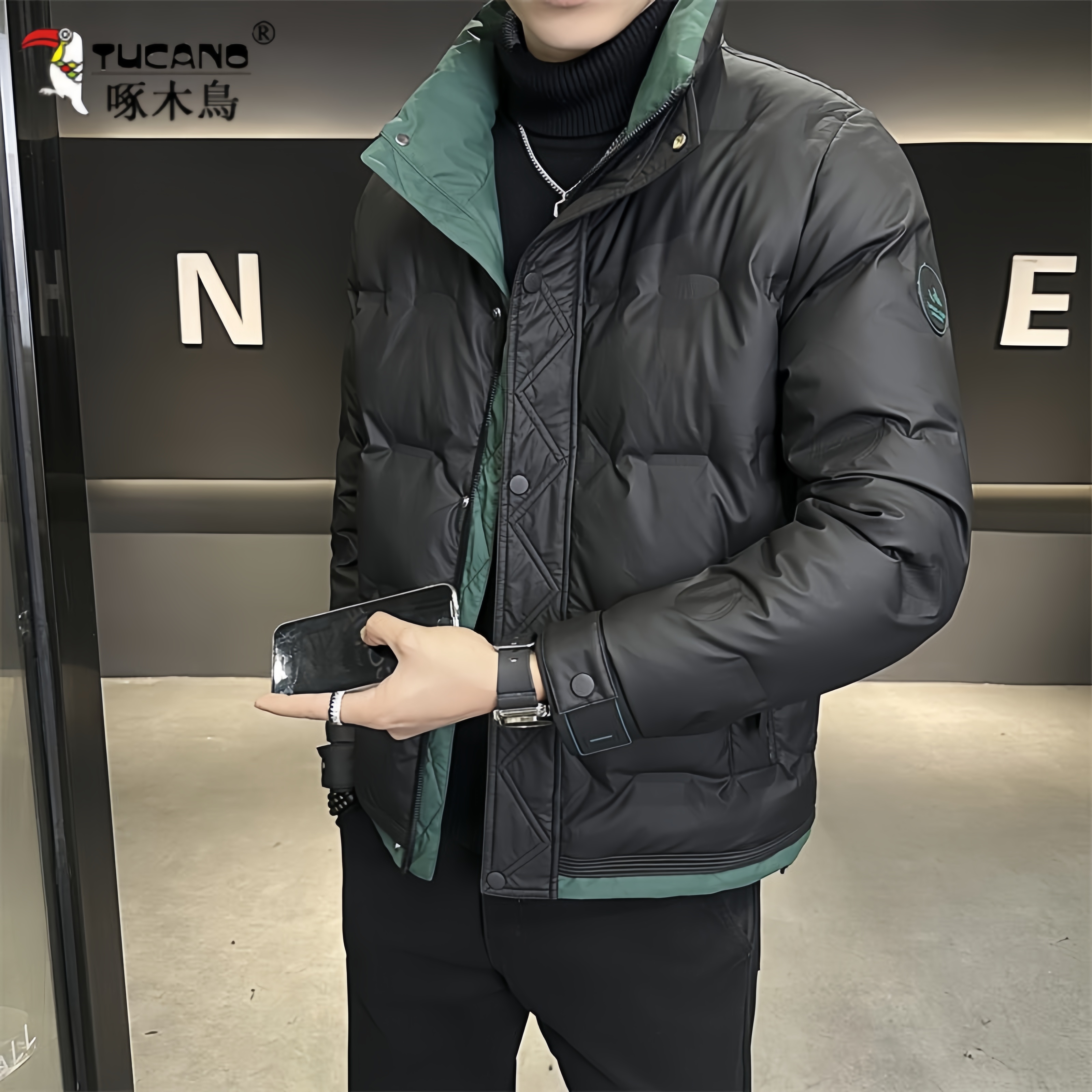 TUCANO/啄木鳥短款立领秋冬季棉服男士时尚休闲潮流防寒服外套