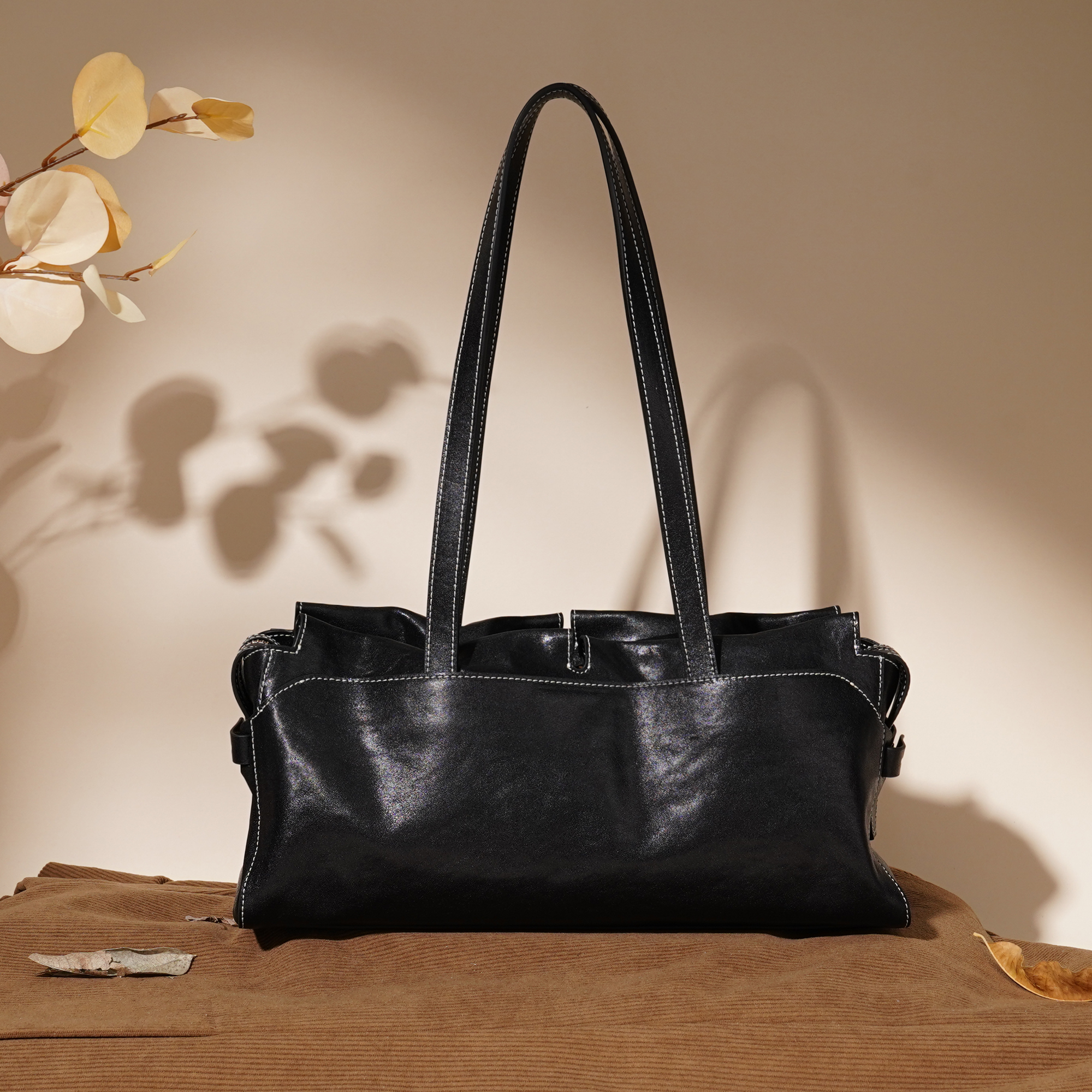 岩牛【小浩一生】新款法棍包女慵懒风大容量单肩包YN3591